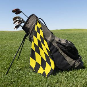 Serviette De Golf Drapeau diamant de Bavière noire et jaune Motif