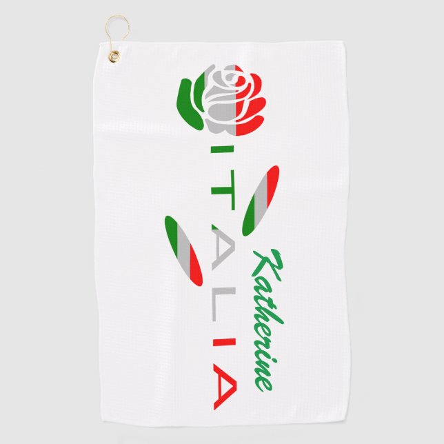 Serviette De Golf Drapeau d'Italie Rose Personnalisé (Devant)