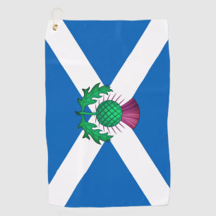 Serviette De Golf Drapeau écossais avec chardon superposé