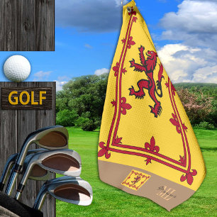 Serviette De Golf Drapeau écossais & Ecosse, monogrammé /Rampant