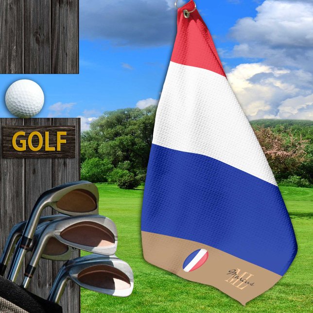 Serviette De Golf Drapeau français & France monogrammed Golf Towel (Créateur téléchargé)
