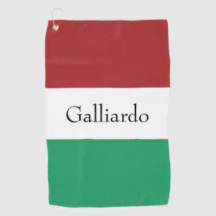 Serviette De Golf Drapeau italien Couleurs Nom de famille Personnali