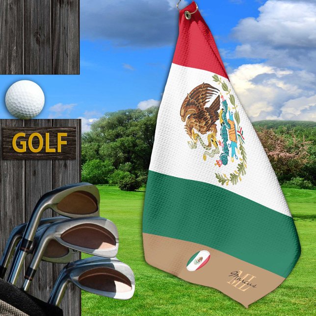 Serviette De Golf Drapeau mexicain & Mexique monogrammed Golf /sport (Créateur téléchargé)