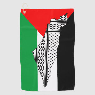 Serviette De Golf Drapeau palestinien et carte avec Motif Keffiyeg