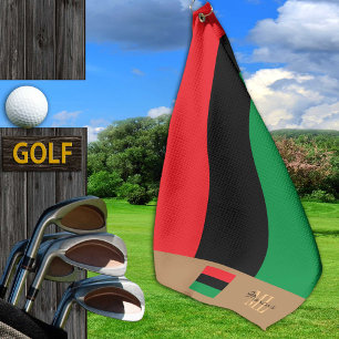 Serviette De Golf Drapeau panafricain et drapeau unia monogrammé /