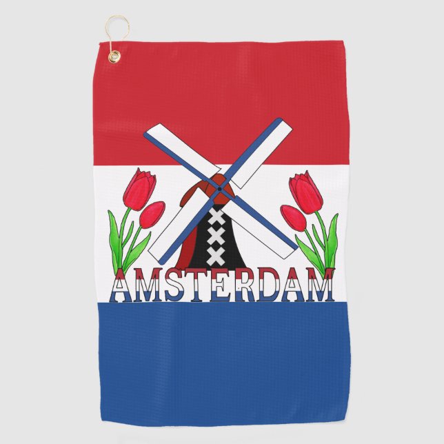 Serviette De Golf Drapeau Pays-Bas d'Amsterdam (Devant)