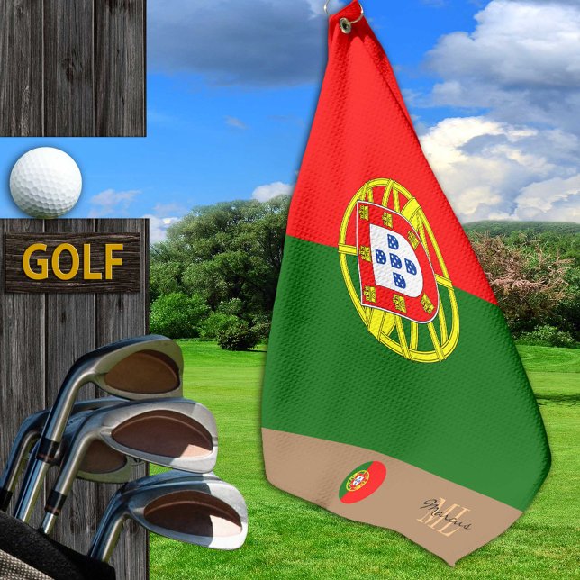 Serviette De Golf Drapeau portugais & Portugal monogrammed Golf Towe (Créateur téléchargé)