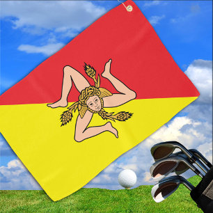 Serviette De Golf Drapeau sicilien & Sicile vacances de golf /sports