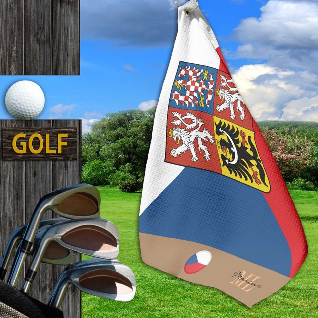 Serviette De Golf Drapeau tchèque & République tchèque monogrammed G (Créateur téléchargé)