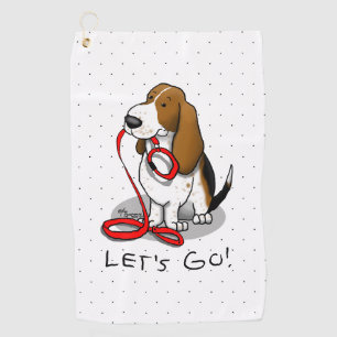 Serviette De Golf Drôle Allons-y ! Promenade Basset Hound (tri-coule