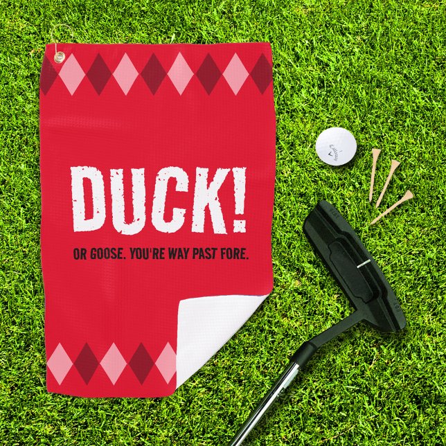 Serviette De Golf Drôle canard de Jacquard rouge ! (Funny Duck (or Goose) Golf Towel Cover Photo)