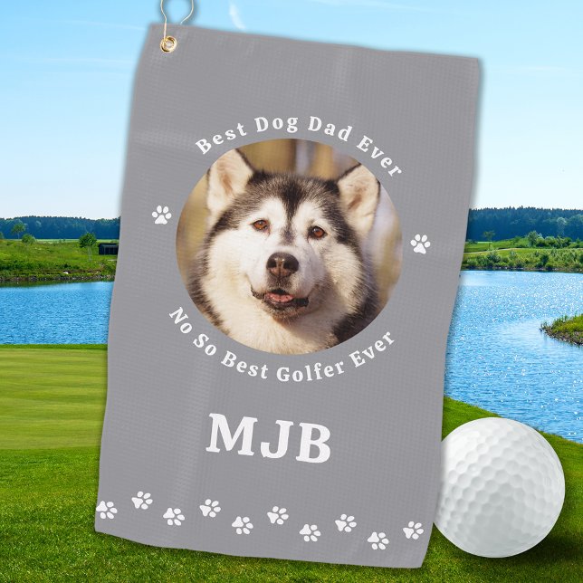 Serviette De Golf Drôle CHIEN DAD Photo personnalisée Golfer Monogra (Créateur téléchargé)