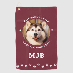 Serviette De Golf Drôle CHIEN DAD Photo personnalisée Golfer Rouge