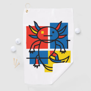 Serviette De Golf Drôle de motif d'art abstrait Axolotl Piet Mondria