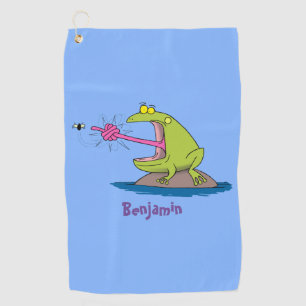 Serviette De Golf Drôle dessin animé de grenouille et mouche