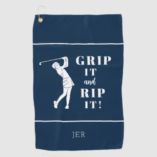 Serviette De Golf Drôle Humoristique Golf Grip Rip Dames Blue Custom