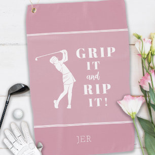 Serviette De Golf Drôle Humoristique Golf Grip Rip Femmes Rose Perso