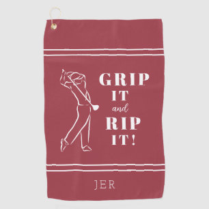 Serviette De Golf Drôle Humour Golf Grip Rip Mens Pro Custom Red