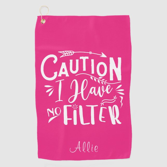 Serviette De Golf Drôle Humour rose et blanc femmes (Devant)