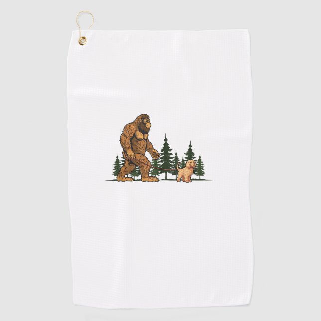 Serviette De Golf Drôle Labradoodle Bigfoot Chien Marche Chien Maman (Devant)
