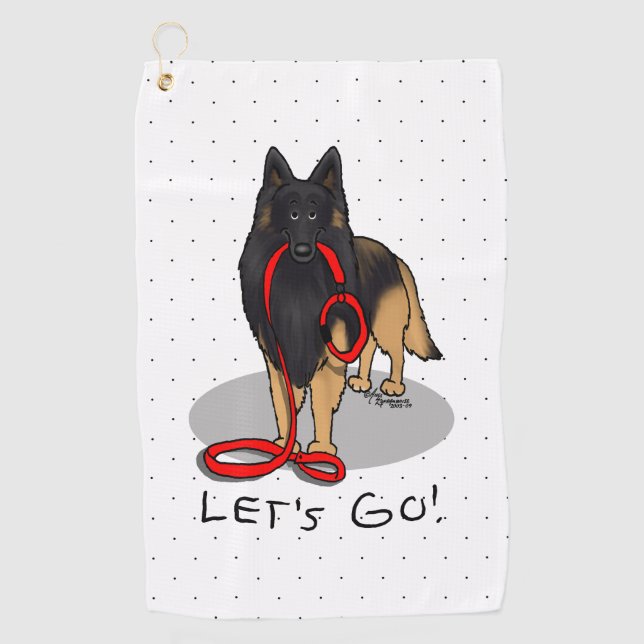 Serviette De Golf Drôle Let's Go! Promener un Tervuren belge (origin (Devant)