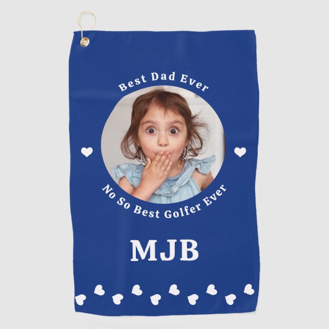 Serviette De Golf Drôle Meilleur DAD Jamais Personnalisé Golfer Blue (Devant)