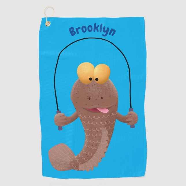 Serviette De Golf Drôle sauter boudskipper poisson dessin animé (Devant)