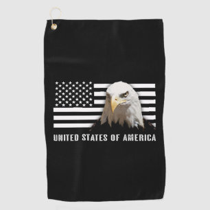 Serviette De Golf Eagle chauve et drapeau des USA