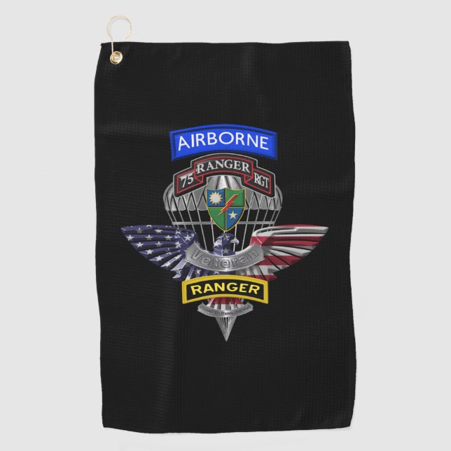Serviette De Golf Eagle Customisé du 75e régiment de Rangers (Devant)