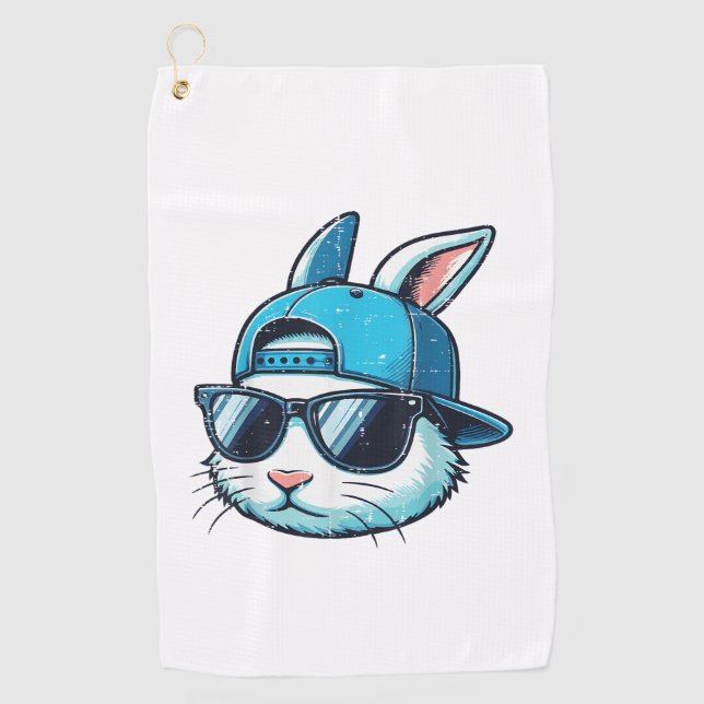 Serviette De Golf Easter Bunny Face Baseball Cap Sunglasses Rabbit B (Devant)