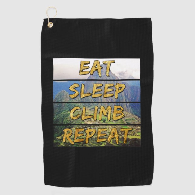 Serviette De Golf Eat Sleep Climat Repeat - Machu Picchu, Pérou (Devant)