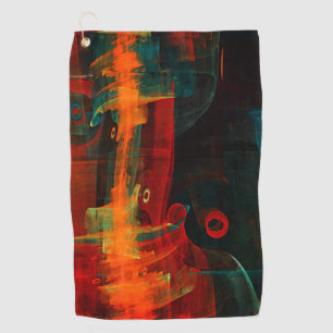 Serviette De Golf Eau Orange Rouge Bleu moderne Art Abstrait Motif