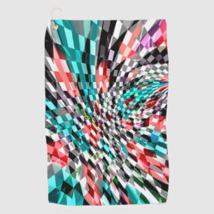 Serviette De Golf Échecs tordus sous couleur rouge et bleu, panorama