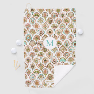 Serviette De Golf Échelles de poissons roses de menthe d'or de