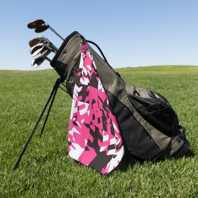Serviette De Golf Écossais Abstrait Numérique Rose (Vert)