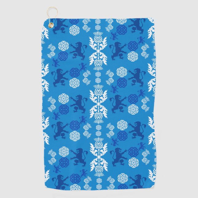 Serviette De Golf Écossais bleu et blanc  (Devant)