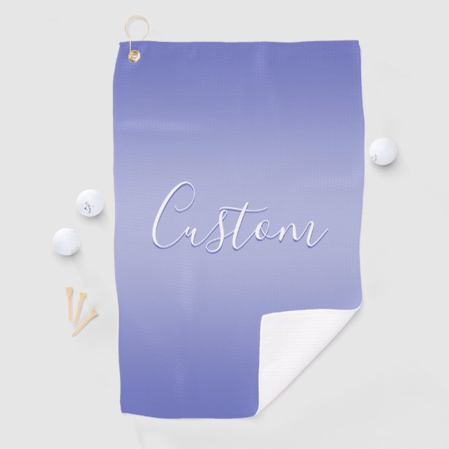 Serviette De Golf Écriture cursive éditable | Violet blanc et violet (En situation)