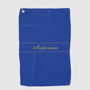 Serviette De Golf Écriture élégante en or sur fond bleu marine