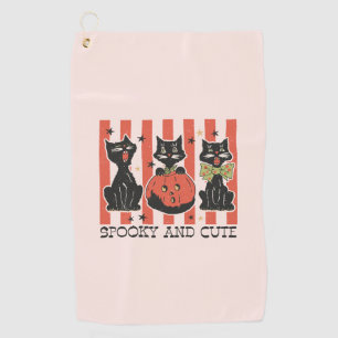 Serviette De Golf Éffrayant et mignon - Chat noir et Citrouille