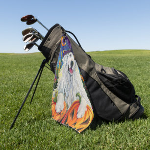 Serviette De Golf Éffrayant Grand Pyrénées Chien Halloween Citrouill