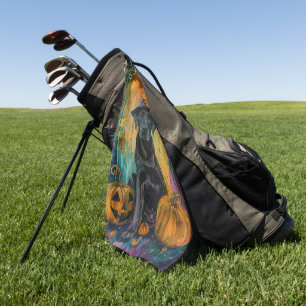 Serviette De Golf Éffrayant Labrador Chien Halloween Sorcière Et Cit