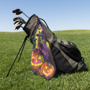 Serviette De Golf Éffrayant Turc Angora Chat Halloween Citrouille so