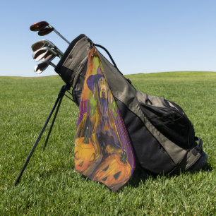 Serviette De Golf Éffrayant Weimaraner Chien Halloween sorcière et C