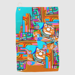 Serviette De Golf Electric Orange & Cyan Dreams — Abstrait Pop Desig