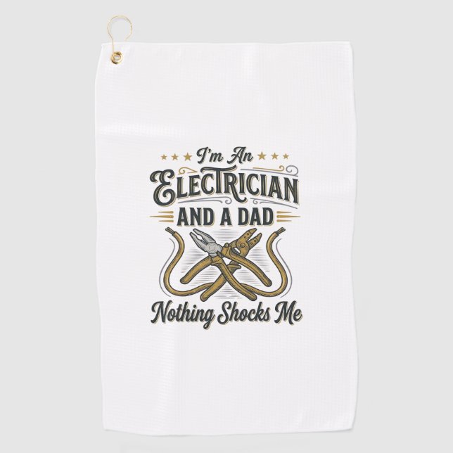 Serviette De Golf Electrician Dad Nothing Shocks Me Vintage Shirt De (Devant)