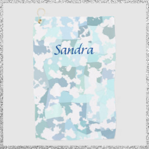 Serviette De Golf Elegant Aqua Gray and White Abstract Geometric
