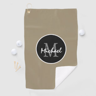 Serviette De Golf Élégant Brown noir personnalisé Monogramme Mens
