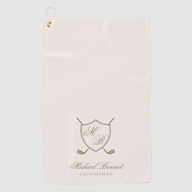 Serviette De Golf Élégant Classic Crest Monogram Mariage de golf (Devant)
