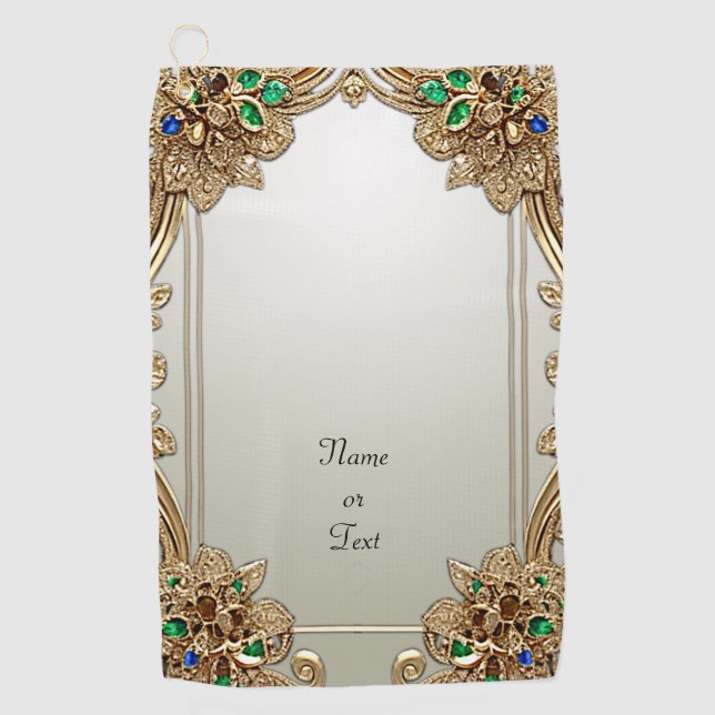 Serviette De Golf Elegant Gold Ornate Golf Towel (Devant)