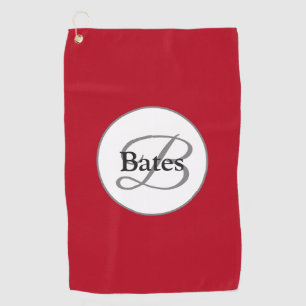 Serviette De Golf Élégant Monogram Red Golf Towel